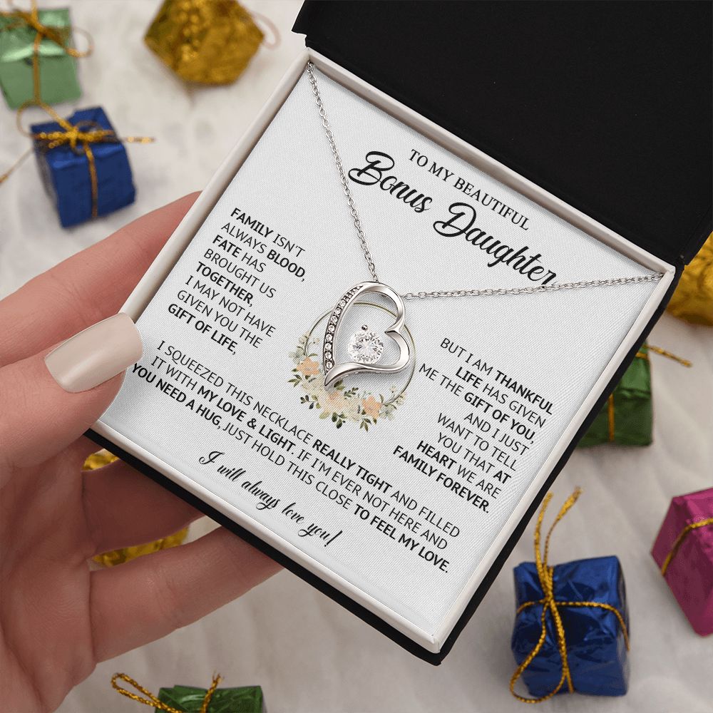 585C Bonus Daughter Necklace, Birthday Gift for Daughter from Dad Mom, Step Daughter