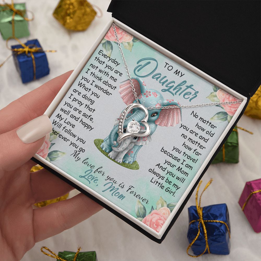 57C To My Daughter Necklace, Gift For Daughter From Mom, Daughter Mother Elephant