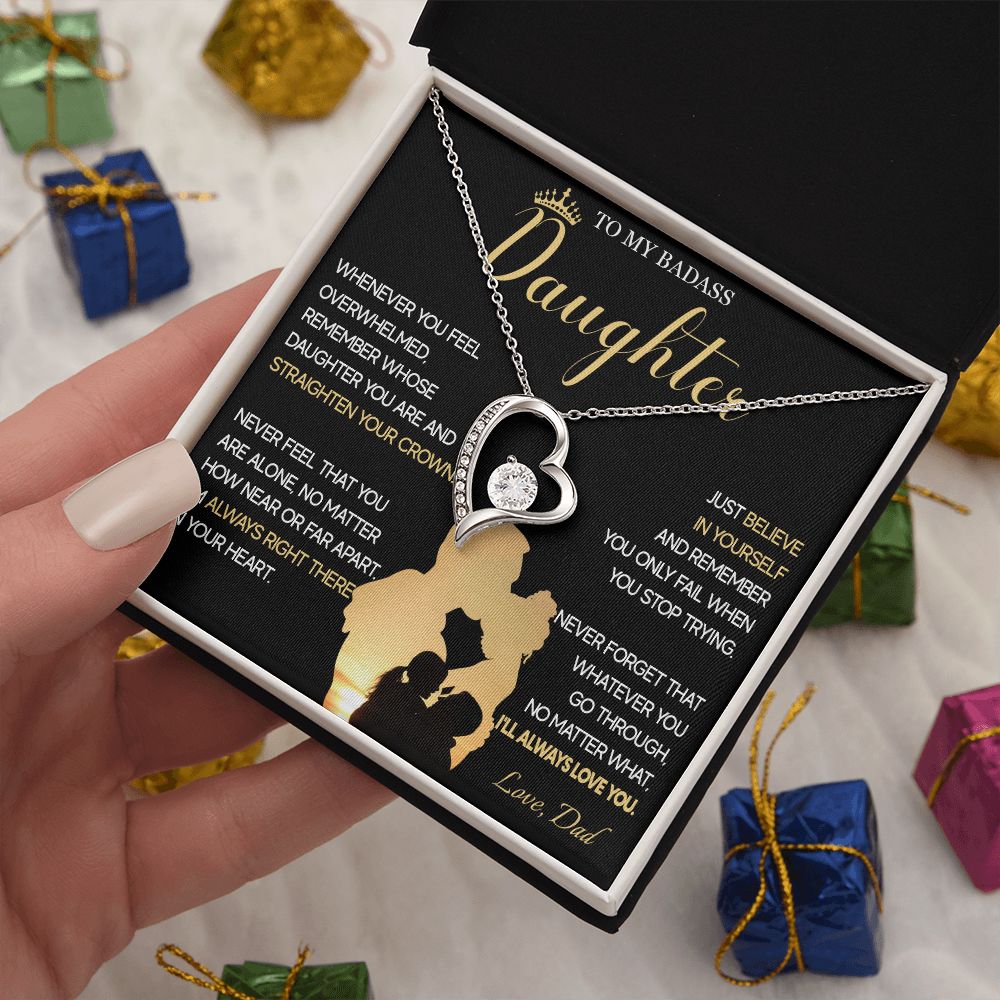 515C To My Badass Daughter Necklace, Birthday Gift For Daughter From Dad, Christmas