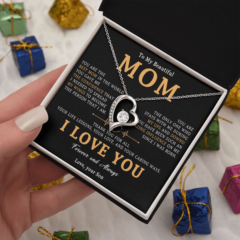 516C To My Beautiful Mom Necklace, Mom Gift, Mom Birthday Gift from Son, Love Gifts