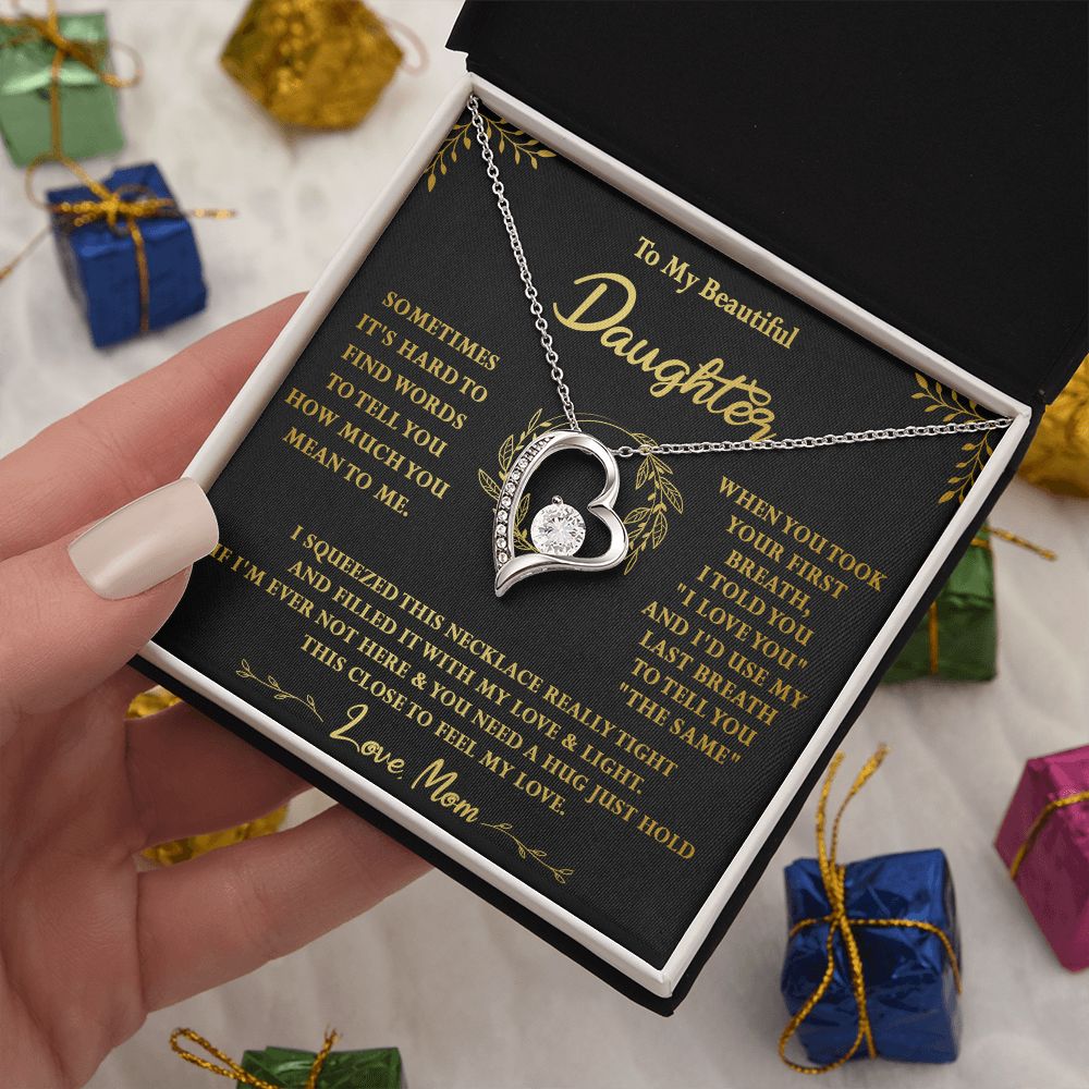 118C To My Beautiful Daughter Necklace,Gift For Daughter From Mom, Xmas Birthday Gift