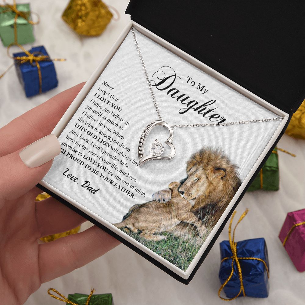 461C To My Daughter Necklace, Gift For Daughter From Dad, Daughter Father Lion Gift