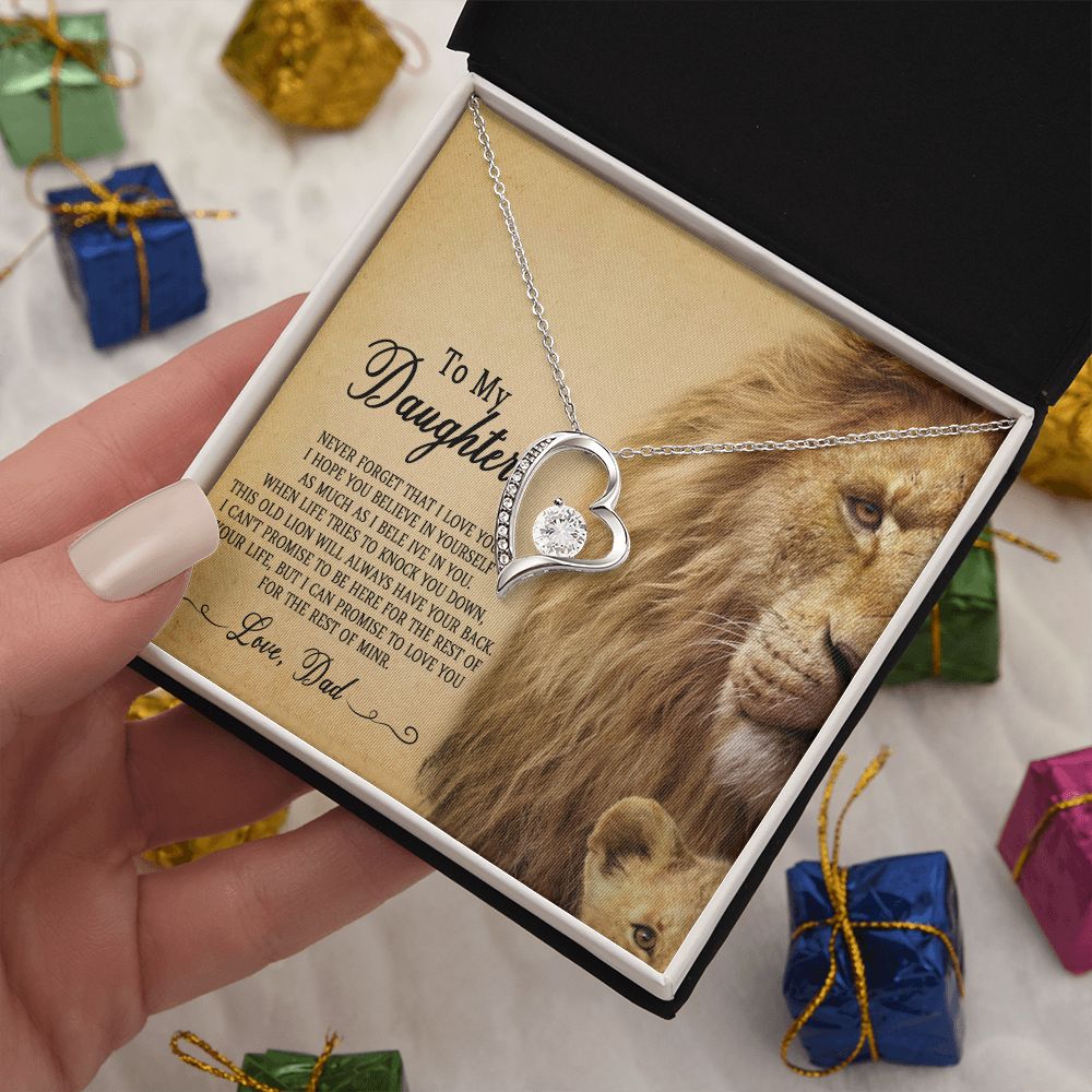 51C To My Daughter Necklace, Gift For Daughter From Dad, Daughter Father Lion