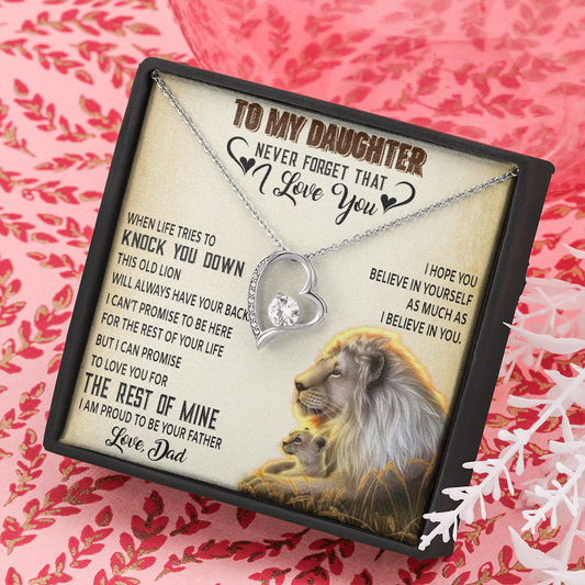 To My Daughter Necklace, Xmas Gift For Daughter From Dad, Daughter Father Lion 528