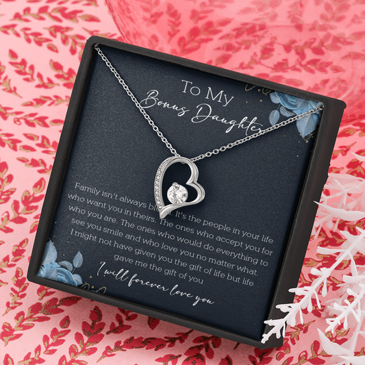 21C Cute Necklace To My Bonus Daughter, Necklace Gift for Her, Daughter From Mom Dad