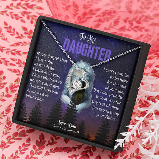 N371C To My Daughter Necklace, Gift For Daughter From Dad, Daughter Father Lion Gift