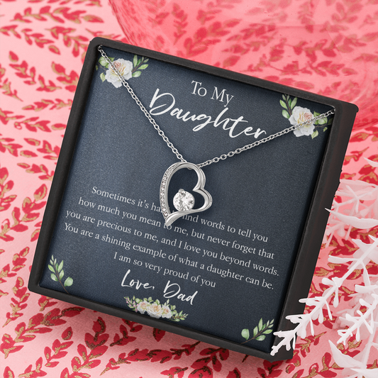 18C Necklace To My Daughter, Floral Necklace Gift for Daughter/Her, Gift From Dad