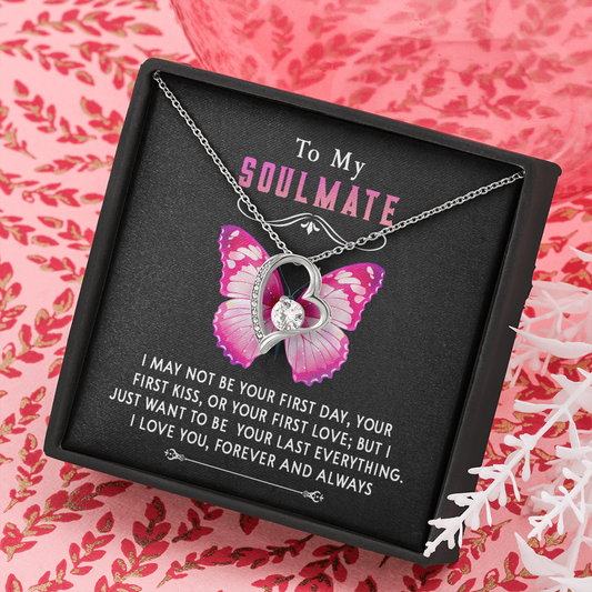 177C Necklace To My Soulmate, Butterfly Women Necklace, I LOVE YOU Forever & Always
