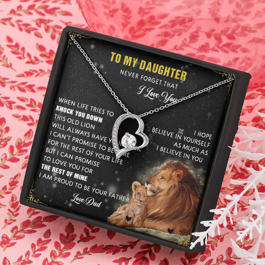 N354C To My Daughter Necklace, Gift For Daughter From Dad, Daughter Father Lion