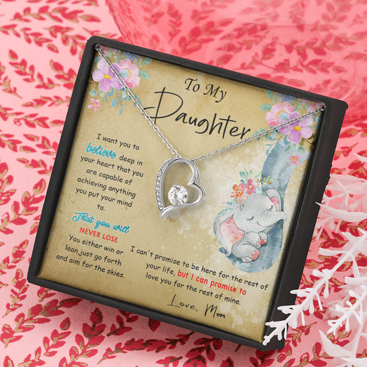 139C To My Daughter Necklace, Perfect Gift for Daughter From Elephant Mom, I Love You