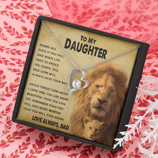 154C To My Daughter Lion, Necklace Gift From Lion Dad, Daughter Birthday Necklace