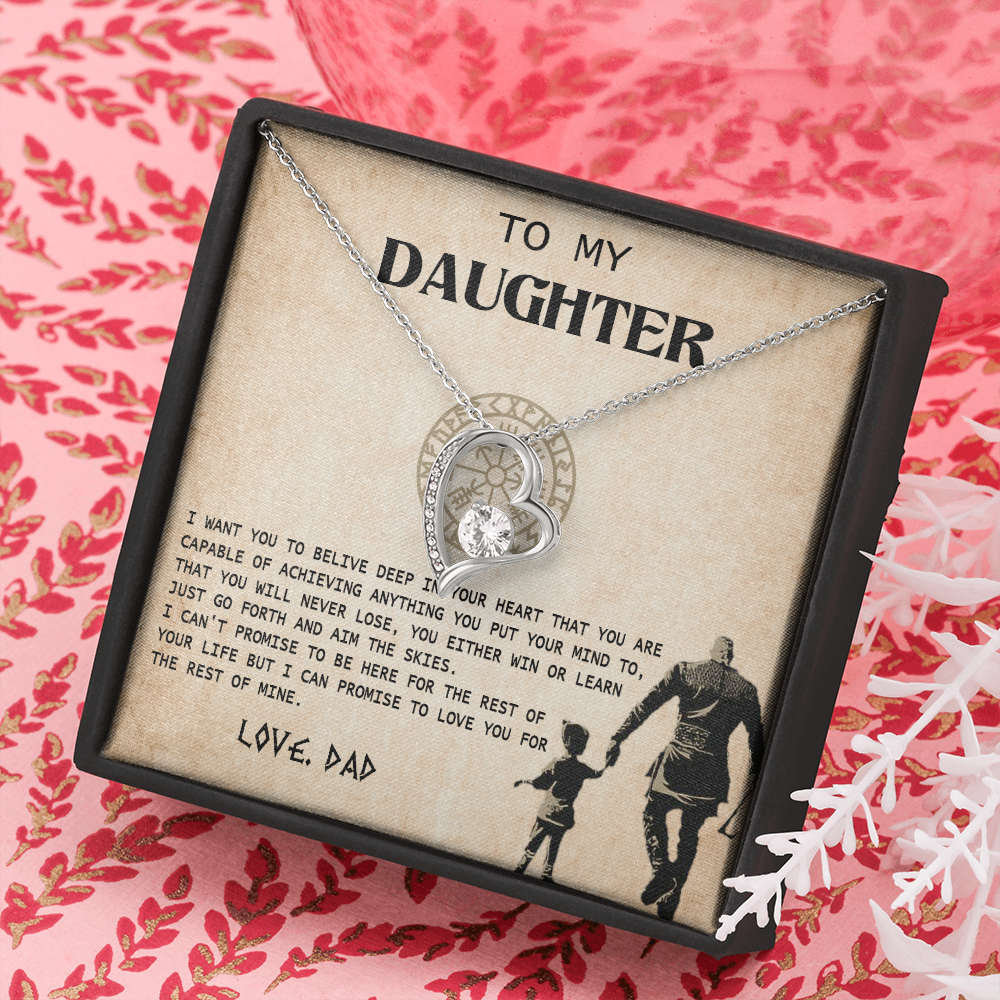 N370C To My Daughter From Viking Dad - Gift For Viking Daughter Love Knot Necklace