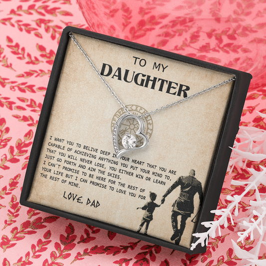N370C To My Daughter From Viking Dad - Gift For Viking Daughter Love Knot Necklace
