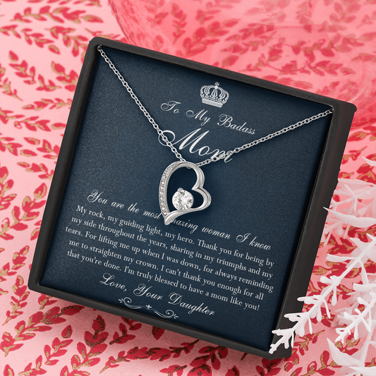 142C Necklace To My Badass Mom, Amazing Woman Necklace, I Love Mom Gift From Daughter