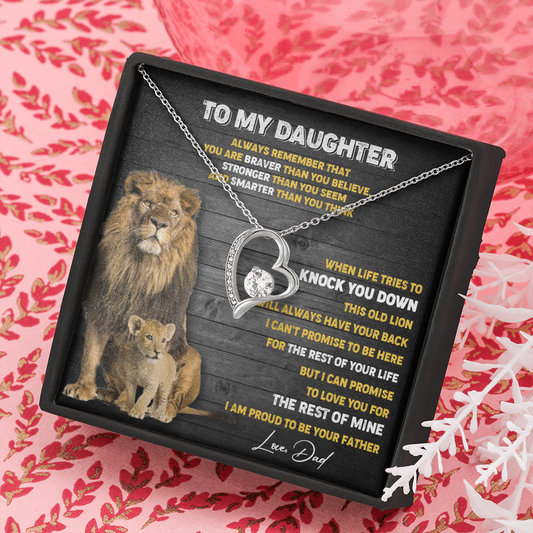 N374C To My Daughter Necklace, Xmas Gift For Daughter From Dad, Daughter Father Lion