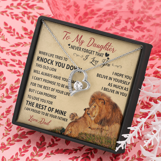 3C Necklace To My Daughter Cute Birthday Gift from Dad I LOVE YOU Lion Dad Fathers