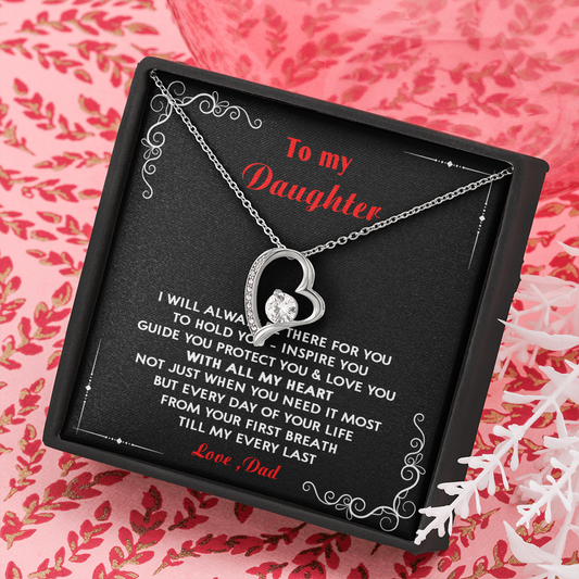 N351C To My Daughter Love Dad - Father and Daughter Necklace Heart Gift from Daddy