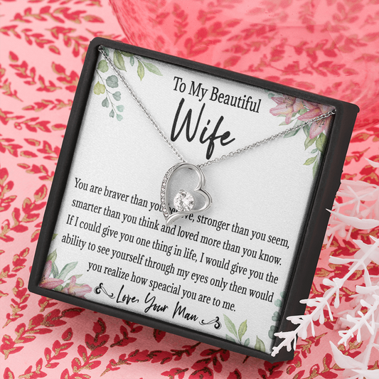 65C Love Gift To My Beautiful Wife, Women Necklace for Her, Birthday from Husband