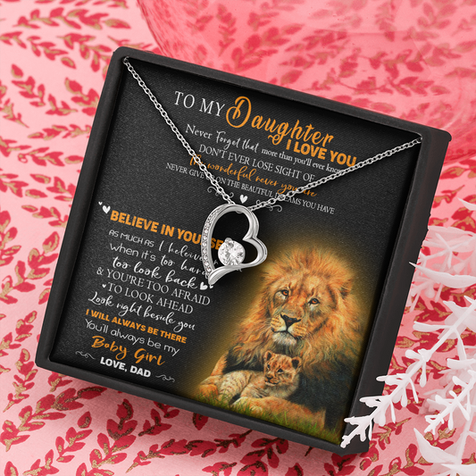 8C To My Daughter Necklace, Gift for Her/Women, Love You Daughter Lion Dad Necklace