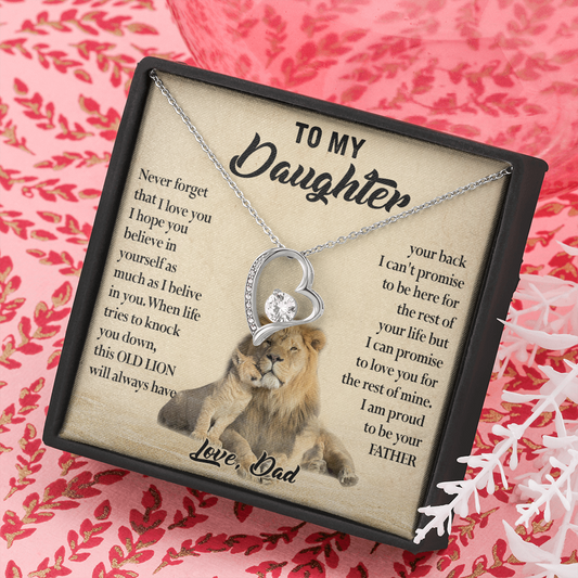 124C Necklace To My Daughter, Lion Daughter Birthday Gift from Lion Dad Necklace