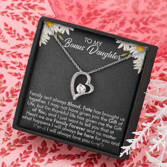 16C Necklace To My Bonus Daughter, Necklace Gift for Daughter/Her, Gift From Dad Mom