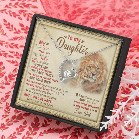 143C Necklace To My Daughter Lion, I Love Daughter Lion Dad Gift, Perfect Birth Gift