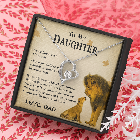 127C Necklace To My Daughter Lion, Daughter Birthday Gift, Lion Dad Necklace Gift