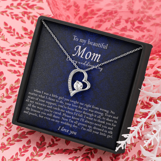 138C Necklace To My Beautiful Mom On My Wedding Day, I Love You Always Necklace Gift