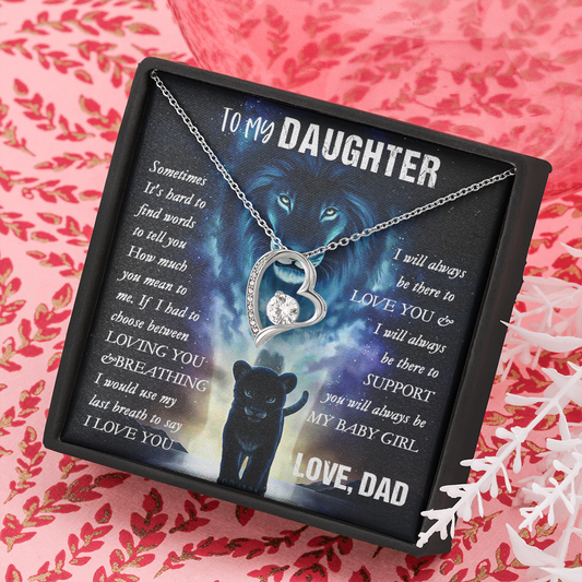 14C To my Lion Daughter Necklace, Lion Dad Gift for Daughter, My Baby Girl Necklace