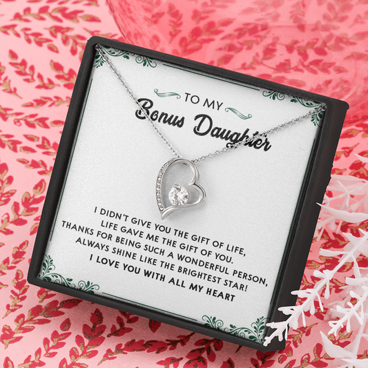 137C Perfect Gift for Bonus Daughter, Daughter Necklace, I Love You With All My Heart