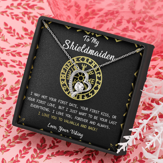 N373C To My Shieldmaiden Necklace, Lagertha Shield Necklace, Gift For Viking Wife