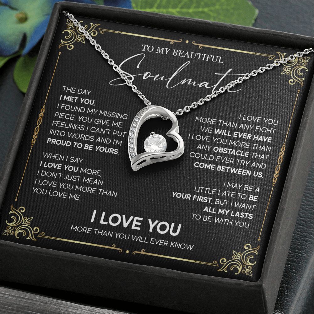 498C To My Soulmate Knot Necklace, Soulmate Necklace Gift, Birthday Gifts for Womens