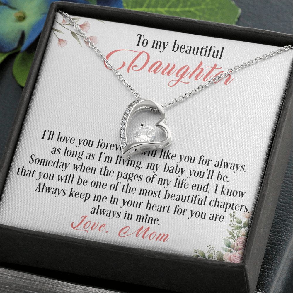 31C To My Beautiful Daughter Love Knot Necklace, I Love You, Gift For Daughter
