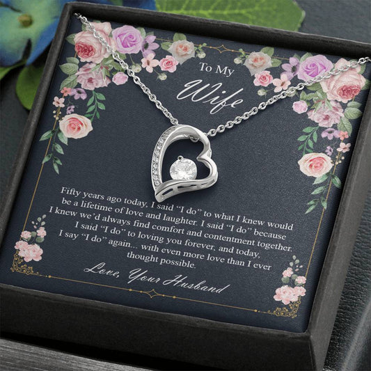To My Wife 50Th Wedding Anniversary Necklace Anniversary Gift for Her