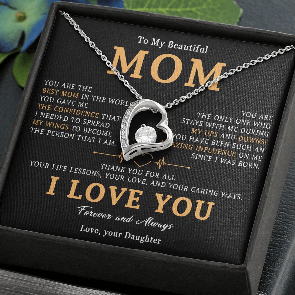 517C To My Beautiful Mom Necklace, Love Mom Gift, Mom Birthday Gift from Daughter