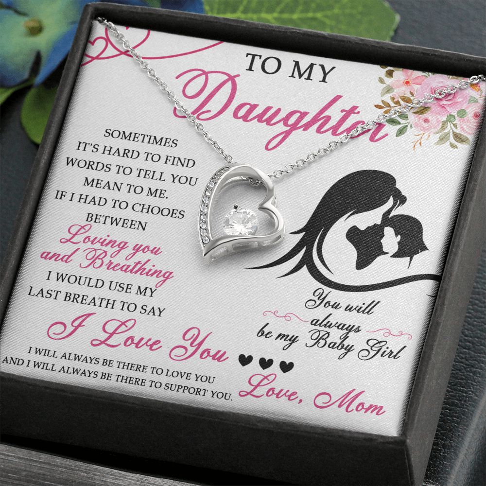 50C To My Daughter Necklace From Mom, Jewelry Gift For Daughter On Birthday, Holiday