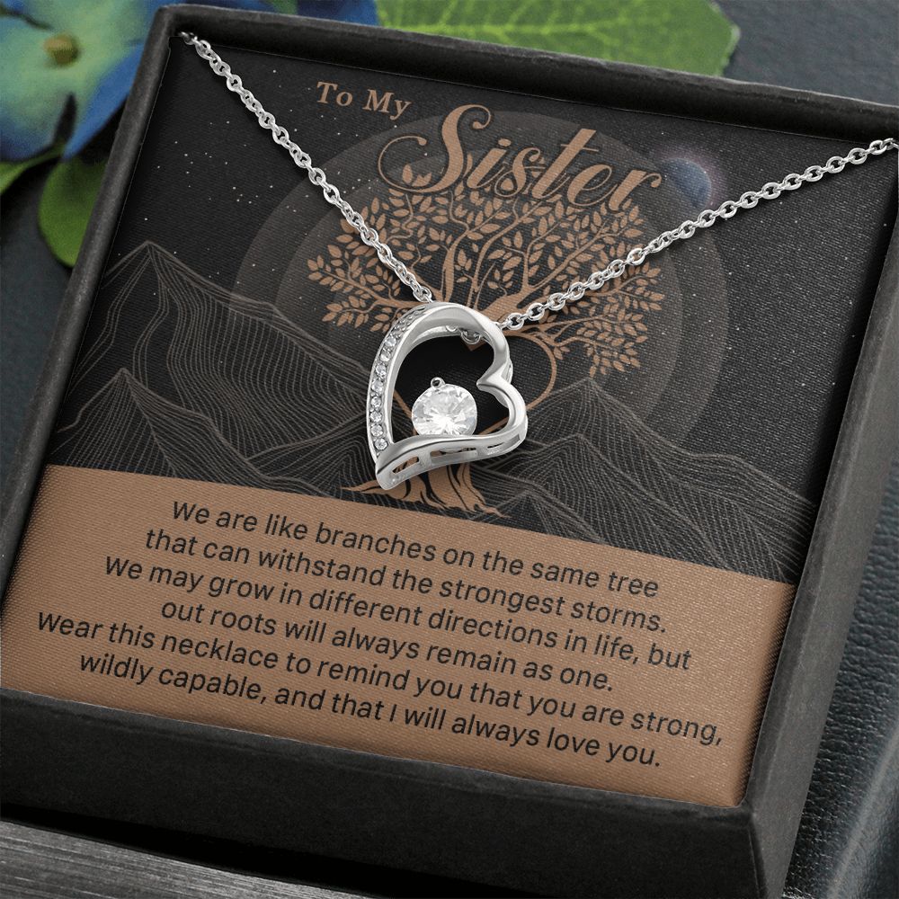 547C To My Sister, Strong Roots Heart Pendant Necklace Gift for Sister Birthday, Xmas