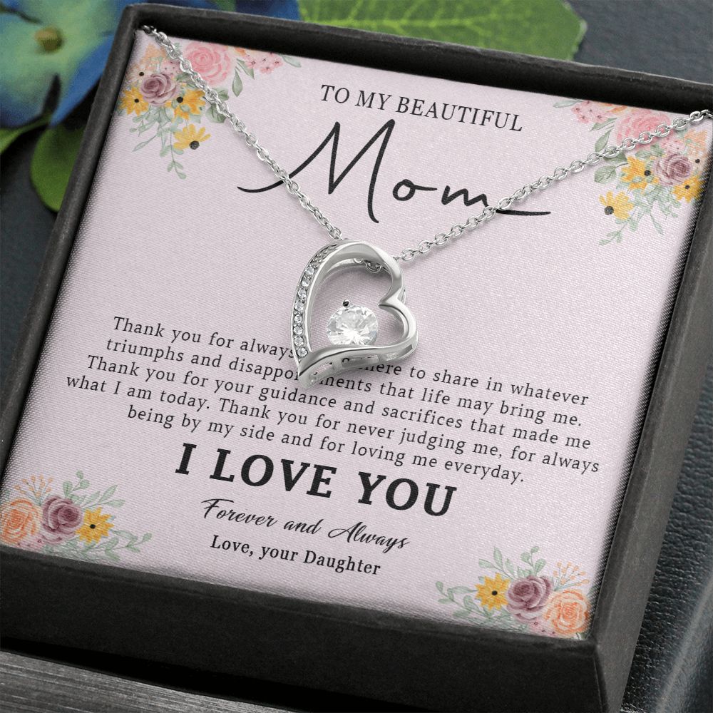 521C Love Mom Necklace, To My Beautiful Mom Necklace, Mom Birthday Gift from Daughter