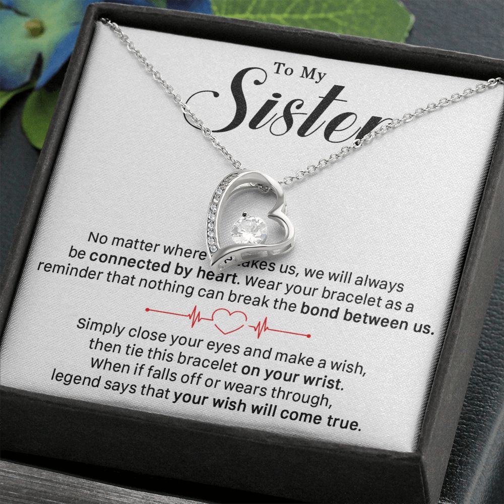 545C To My Sister Necklace, Sister Best Friends Love Heart Necklace, Birthday Gifts