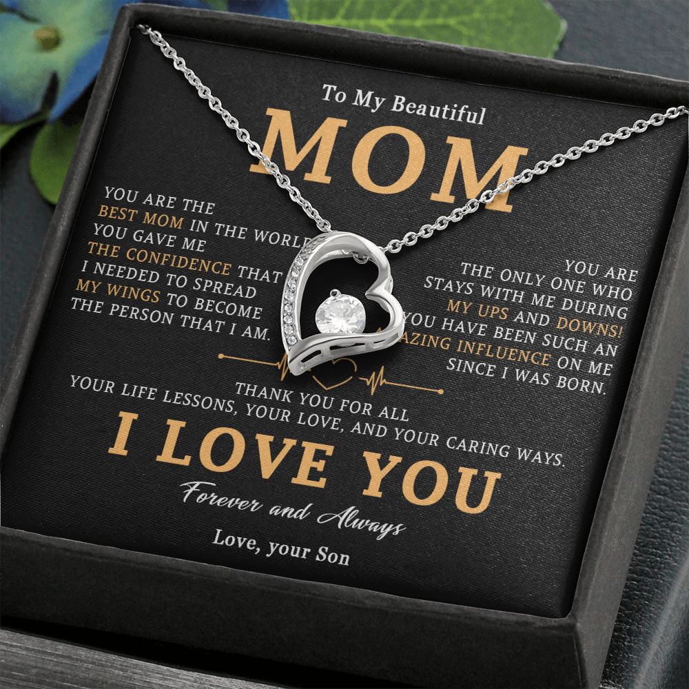 516C To My Beautiful Mom Necklace, Mom Gift, Mom Birthday Gift from Son, Love Gifts