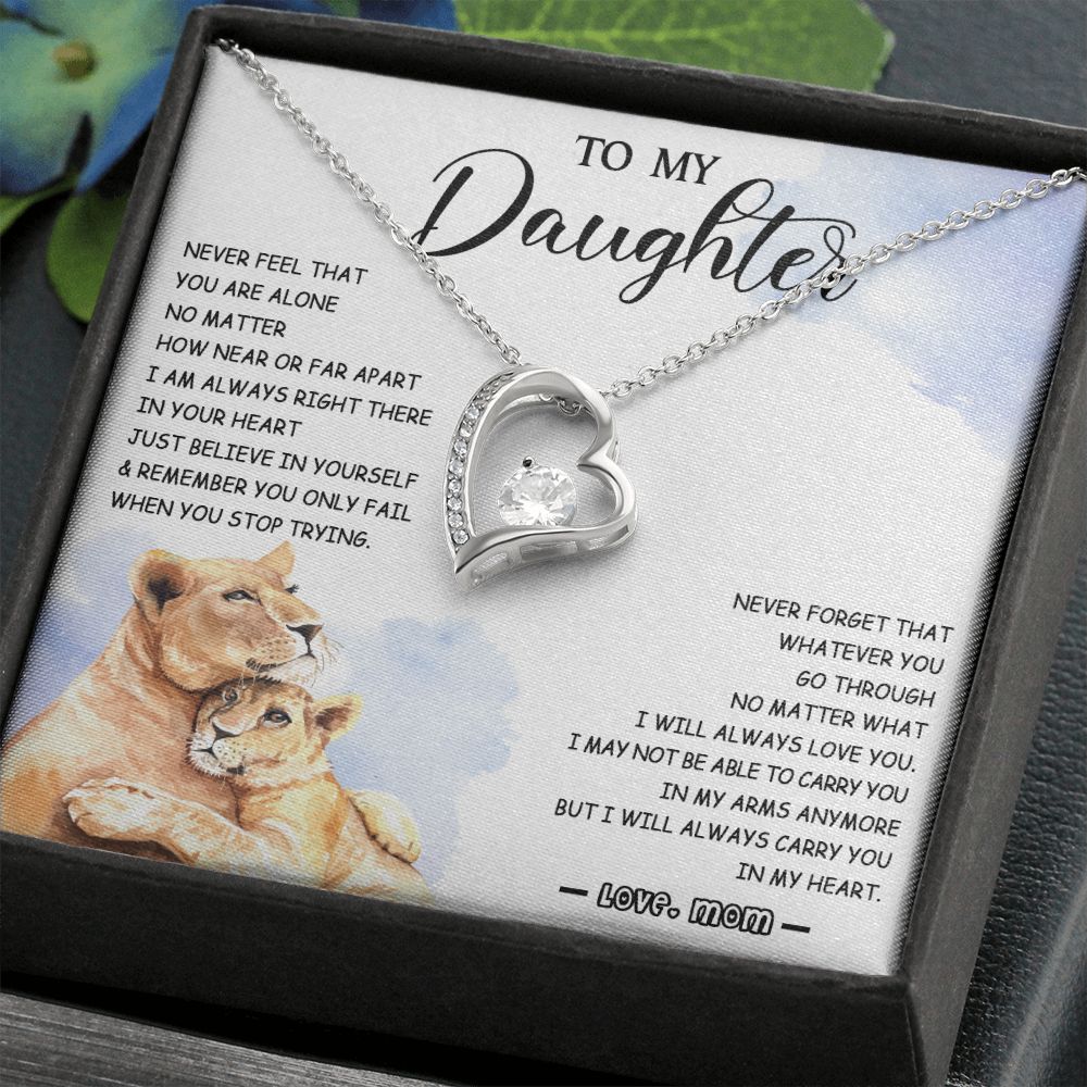 478C To My Daughter Necklace Mother to Daughter Birthday Christmas Gift from Lion Mom