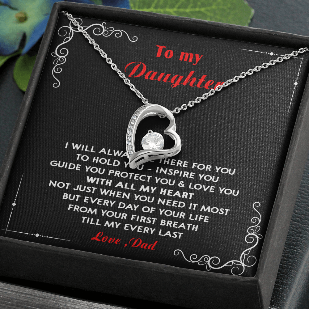 N351C To My Daughter Love Dad - Father and Daughter Necklace Heart Gift from Daddy