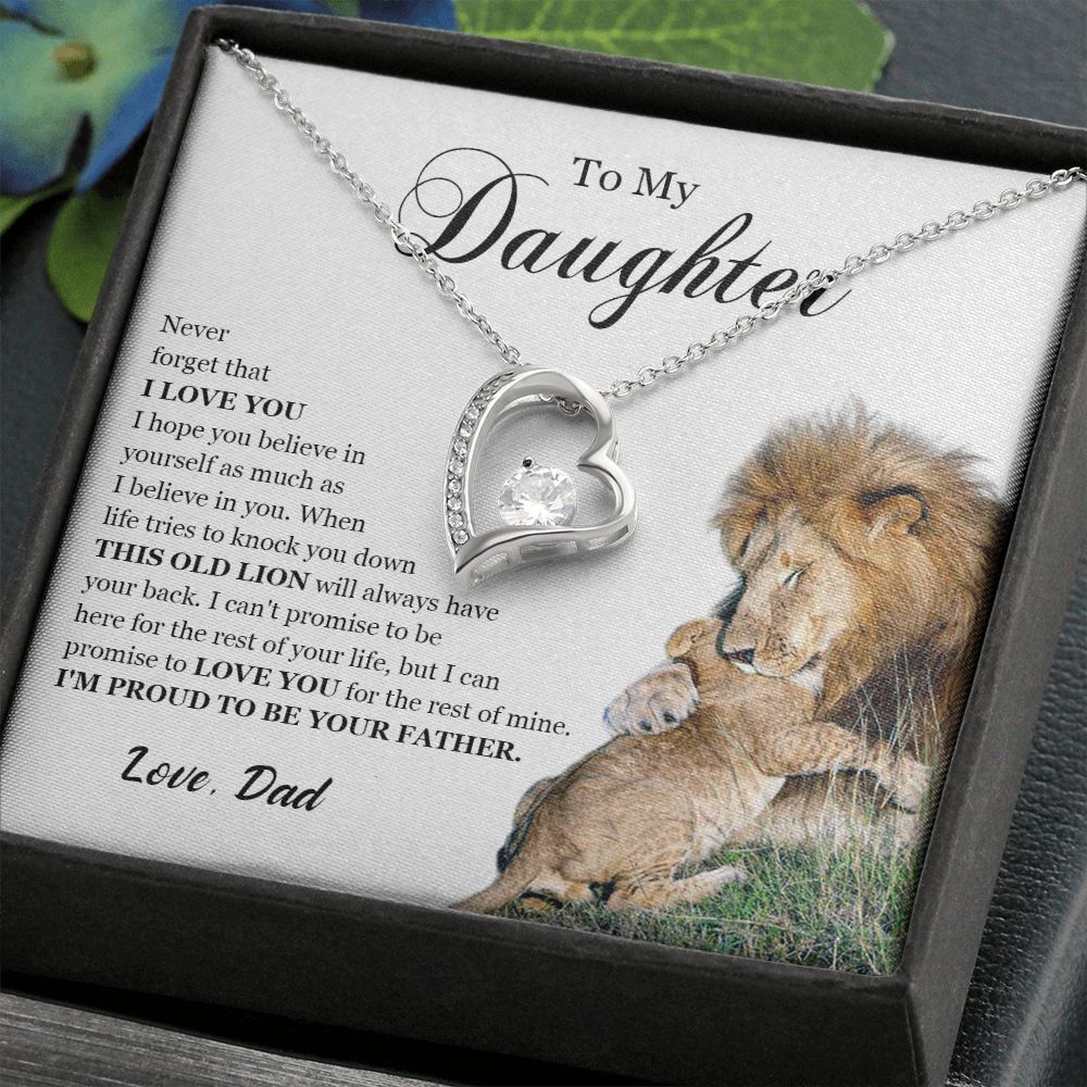 461C To My Daughter Necklace, Gift For Daughter From Dad, Daughter Father Lion Gift