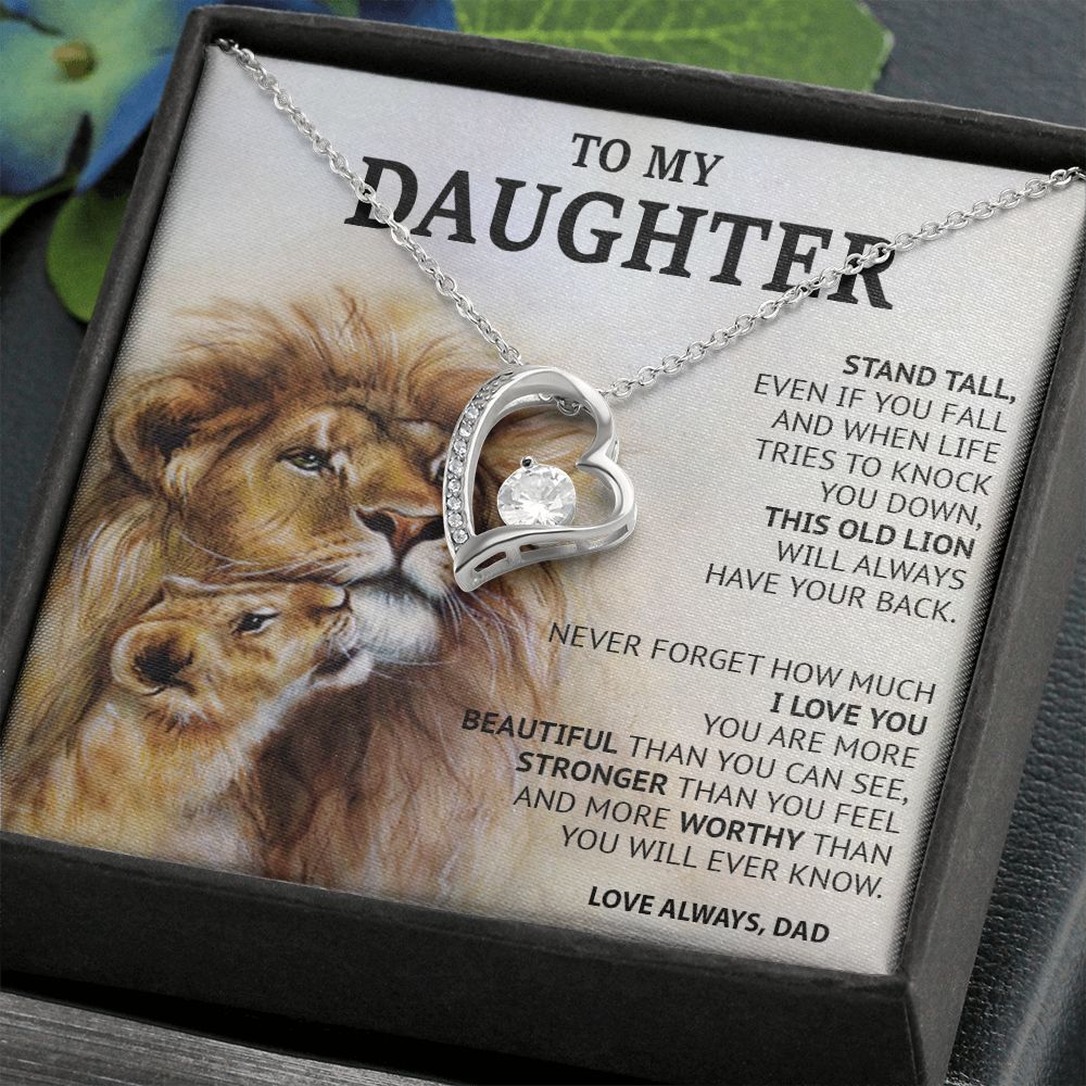 499C To My Daughter Necklace, Xmas Gift For Daughter From Dad, Daughter Father Lion