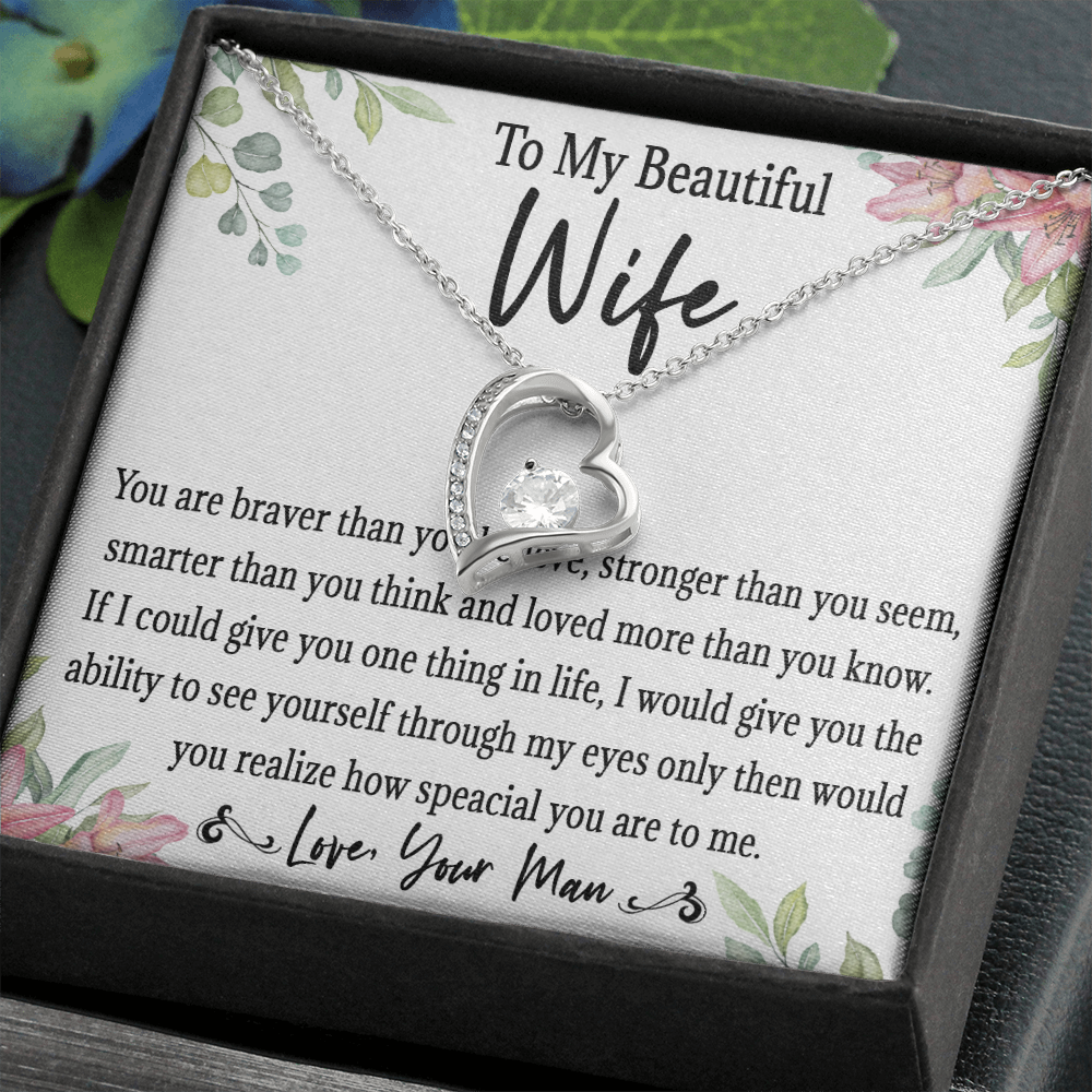 65C Love Gift To My Beautiful Wife, Women Necklace for Her, Birthday from Husband