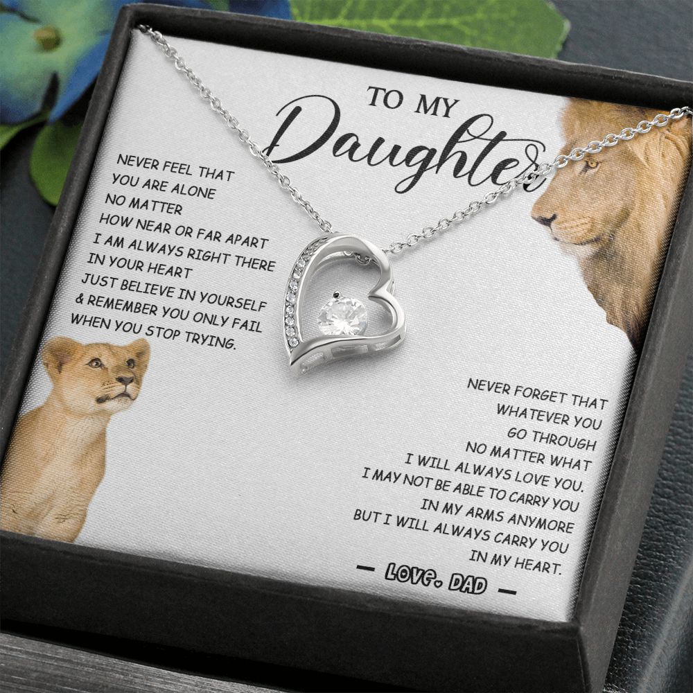 476C To My Daughter Necklace Father to Daughter Birthday Christmas Gift from Lion Dad