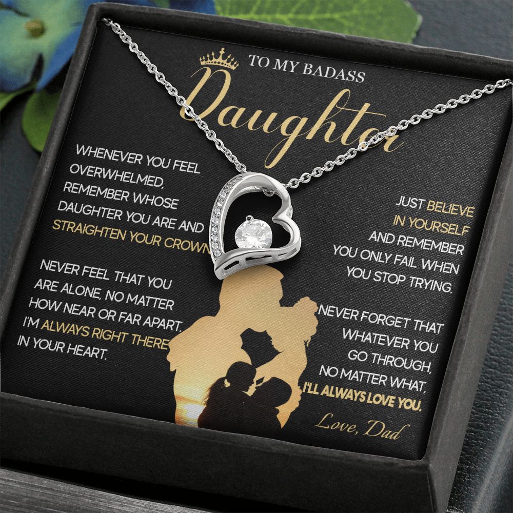 515C To My Badass Daughter Necklace, Birthday Gift For Daughter From Dad, Christmas