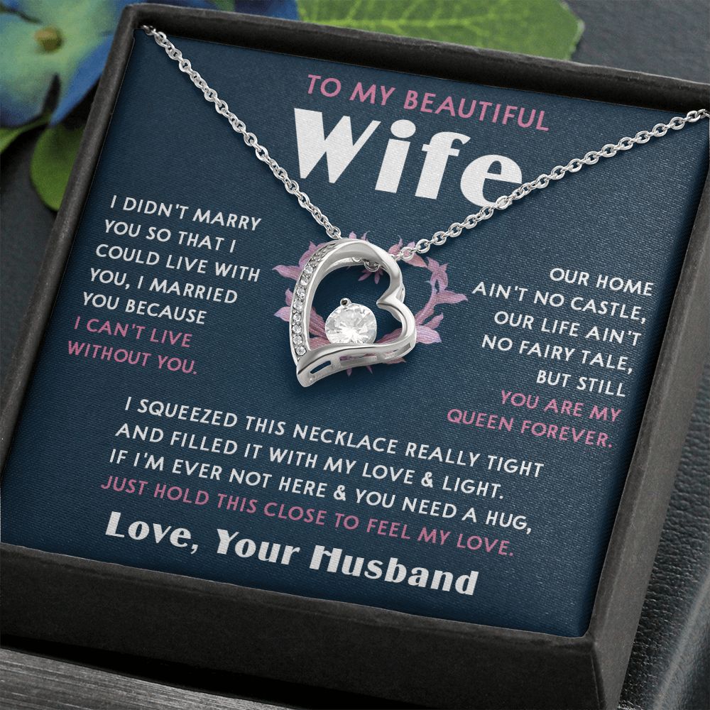 423C To My Beautiful Wife Necklace, Wife Necklace Gift from Husband, Mothers Day Gift