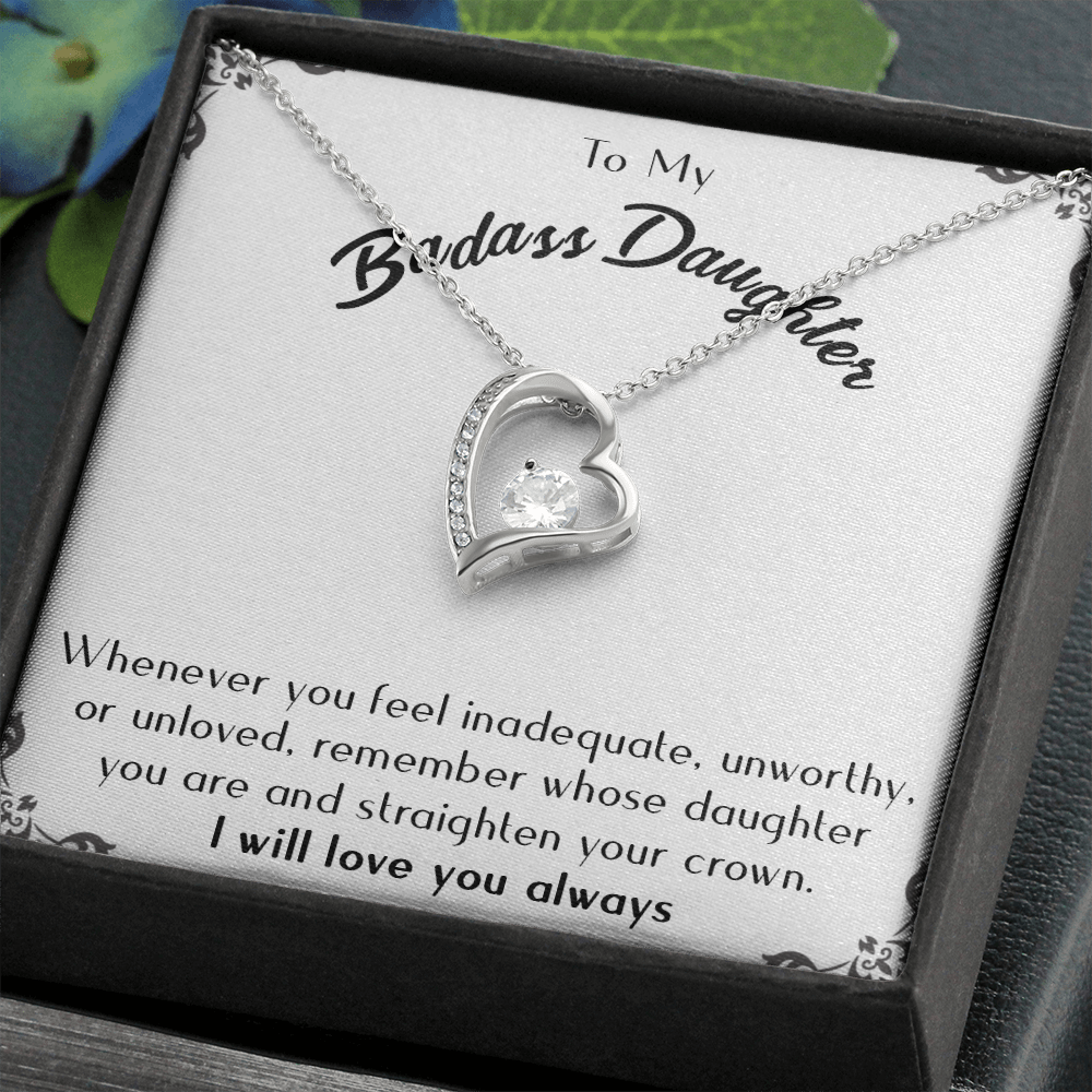 175C Necklace To Badass-Daughter, Daughter Necklace, I LOVE YOU Always From Dad Mom