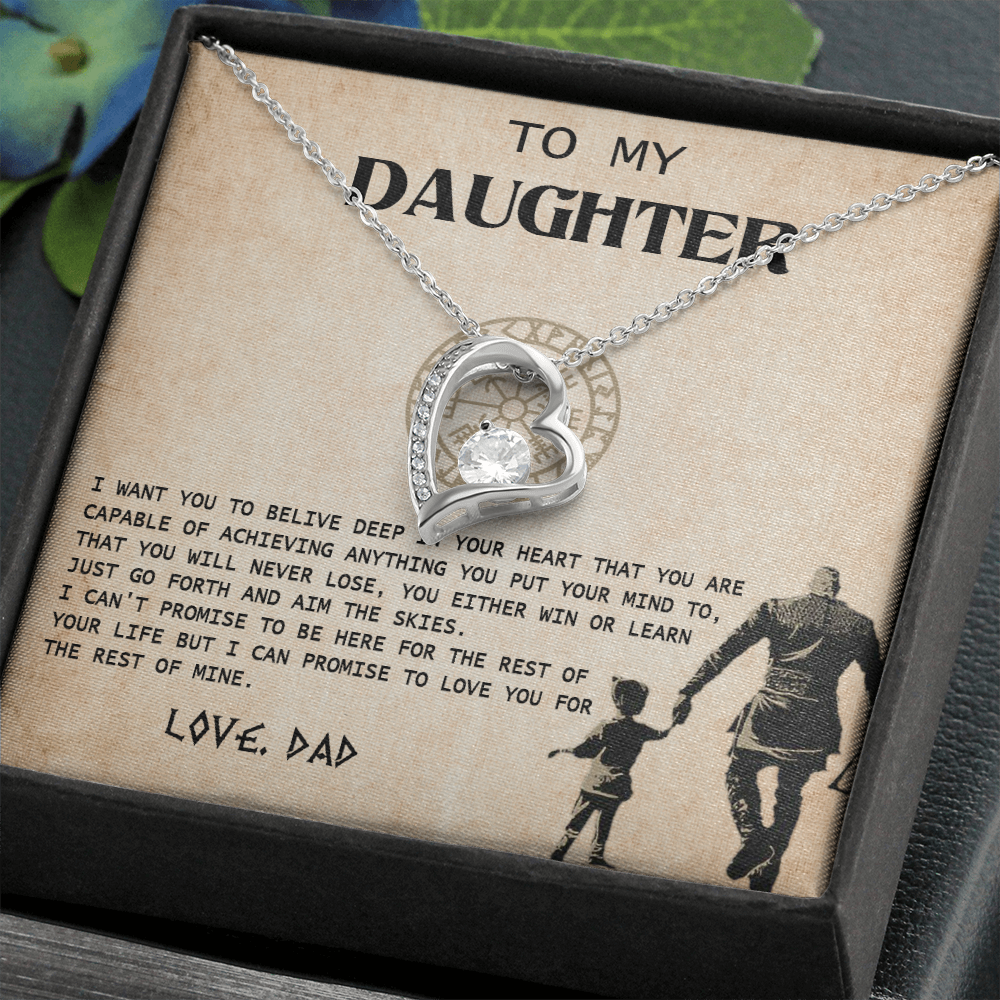 N370C To My Daughter From Viking Dad - Gift For Viking Daughter Love Knot Necklace